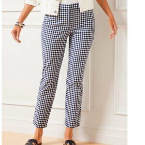 Talbots Navy and White Sunrise Gingham Perfect Crop Pants, 8 Petite